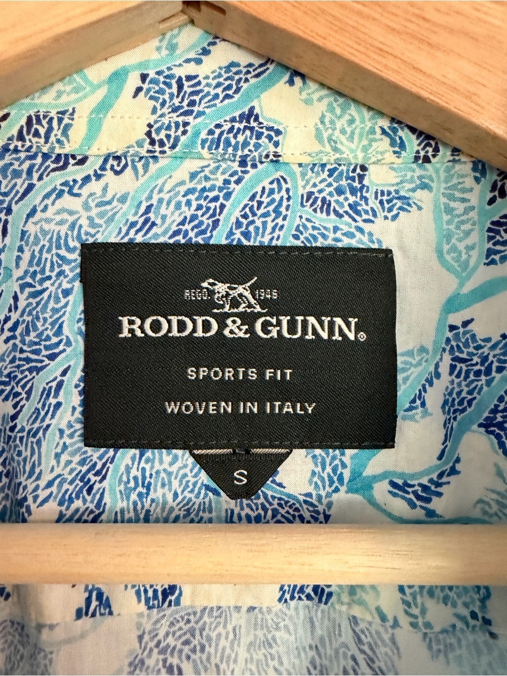 Rodd & Gunn Sports Fit Shirt Men’s S Blue Botanical Italian Fabric - Picture 3 of 3